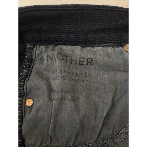 MOTHER The Stunner Zip Two Step Ankle Fray Holding Hands 28 Jeans Dark High Rise - Picture 4 of 11
